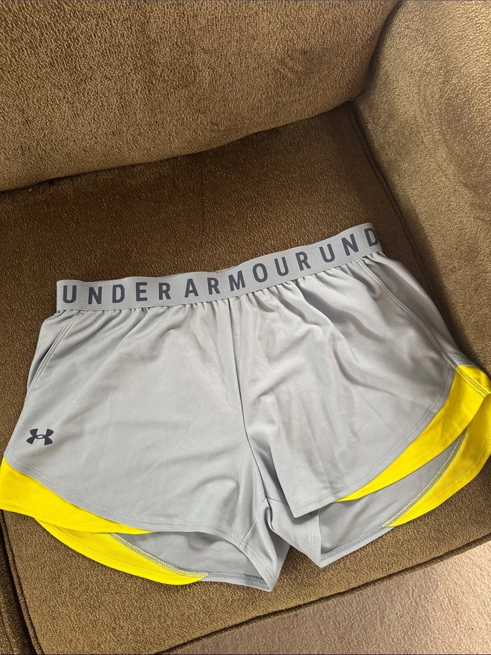 Under Armour Women’s Light Gray & Yellow Athletic Shorts